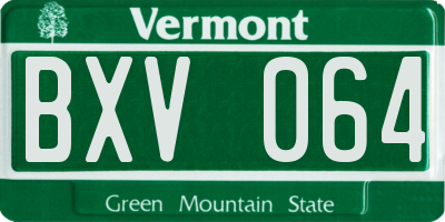 VT license plate BXV064