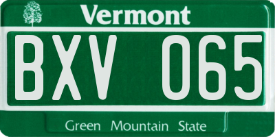 VT license plate BXV065
