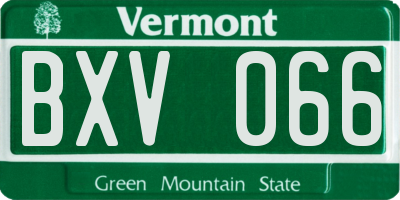 VT license plate BXV066