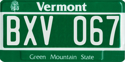 VT license plate BXV067