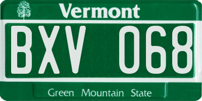 VT license plate BXV068