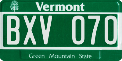 VT license plate BXV070