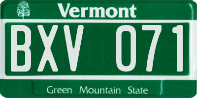VT license plate BXV071