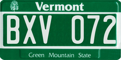 VT license plate BXV072