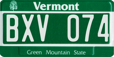 VT license plate BXV074