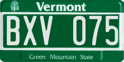 VT license plate BXV075