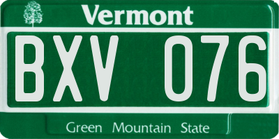 VT license plate BXV076