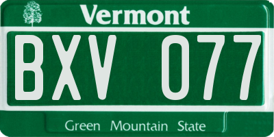 VT license plate BXV077
