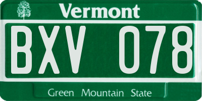 VT license plate BXV078
