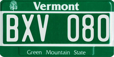 VT license plate BXV080