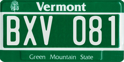 VT license plate BXV081
