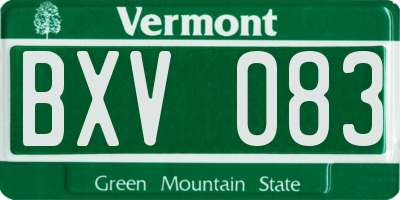 VT license plate BXV083