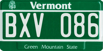 VT license plate BXV086