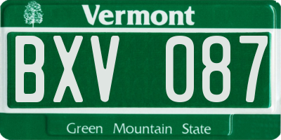 VT license plate BXV087