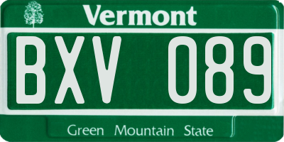 VT license plate BXV089