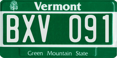 VT license plate BXV091