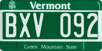 VT license plate BXV092