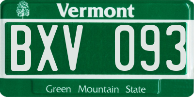 VT license plate BXV093