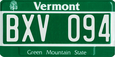 VT license plate BXV094