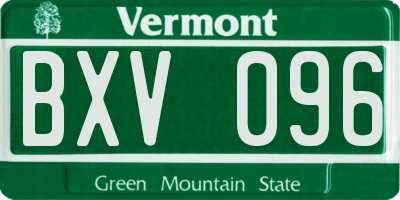 VT license plate BXV096