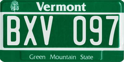 VT license plate BXV097