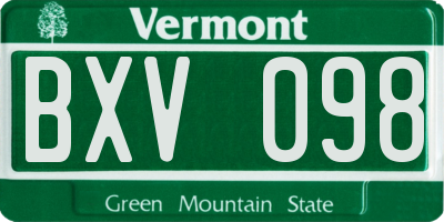 VT license plate BXV098