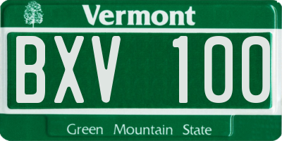 VT license plate BXV100
