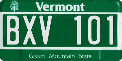 VT license plate BXV101