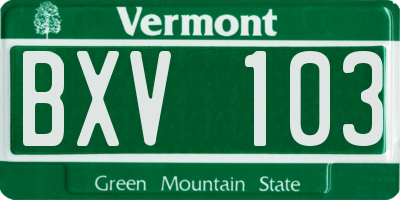 VT license plate BXV103
