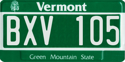 VT license plate BXV105