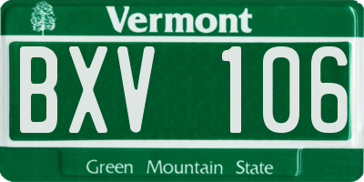 VT license plate BXV106