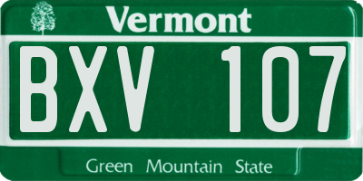 VT license plate BXV107