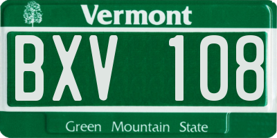 VT license plate BXV108