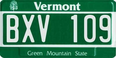 VT license plate BXV109