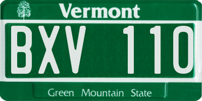 VT license plate BXV110