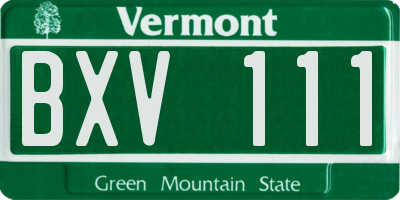 VT license plate BXV111