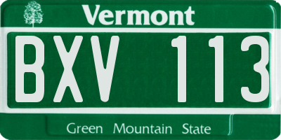 VT license plate BXV113