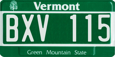 VT license plate BXV115