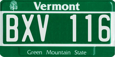 VT license plate BXV116