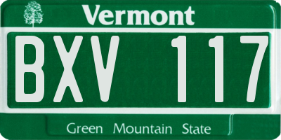 VT license plate BXV117