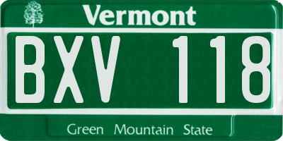 VT license plate BXV118