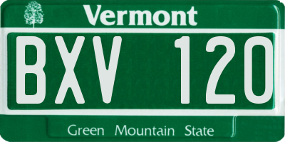 VT license plate BXV120