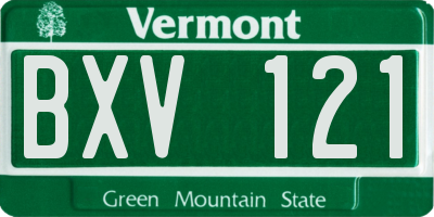 VT license plate BXV121