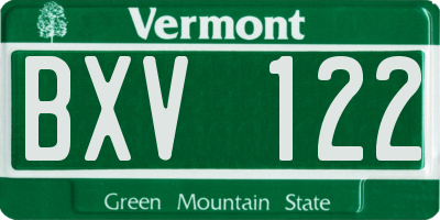 VT license plate BXV122