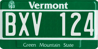 VT license plate BXV124