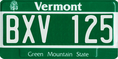 VT license plate BXV125