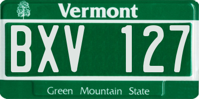 VT license plate BXV127