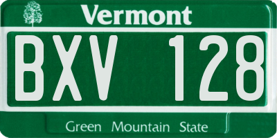 VT license plate BXV128