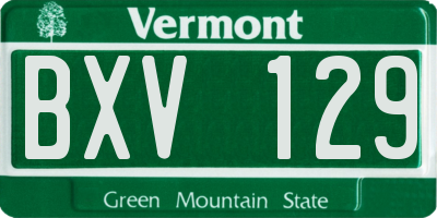 VT license plate BXV129