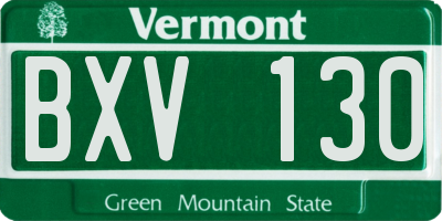 VT license plate BXV130